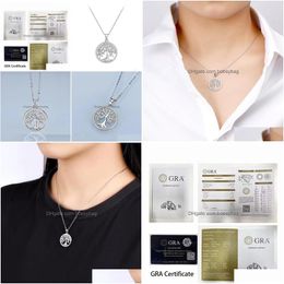 2024 Gu6m Pendant Necklaces Tree of Life Moissanite Necklace Women S Sier Iced Diamond Ins 2022 Jewelry Moissanita Collares Pass Testerpend D