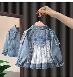 Jackets Spring Children's Denim Girl Jean Embroidery Girls Kids Clothing Baby Lace Coat Casual Outerwear Windbreaker