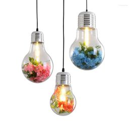 Pendant Lamps Retro Bulbs Green Plants Lights Theme Restaurants Cafes Creative Glass Hanging Lamp Bar KTV Club House LED Chandelier