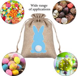 24pcs/set Easter Cute Rabbit Bag 10X15CM Funny Bunny Egg Collection Bunches Candy Packaging Gift Bag Linen Drawstring Decoration Wholesale FY5654 bb0119