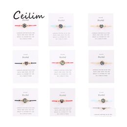 Charm Bracelets Abalone Shell Heart Round Cross Hexag Bracelet Handmade Braided Rope Friendship With Card For Women Fashion Designer Otoam