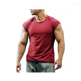Men's T Shirts 2023 Summer Fitness Men T-shirt Bodybuilding Stringers Tops Singlet Gyms Clothing Cotton Short Shirt Muscle Standard Size
