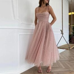 Casual Dresses 2023 Sexy -Length Spaghetti Strap Homecoming Fashion Women Backless Sequins Ball Gown Quinceanera Prom Party Vestidos