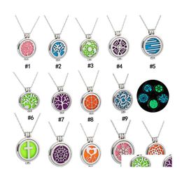 Pendant Necklaces Luminous Essential Oil Diffuser Necklace Glow In The Dark Stainless Steel Open Locket For Women Fashion Aromathera Ot173