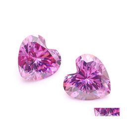 Other Real 0.53Ct Pink Colour Vvs1 Heart Moissanite Loose Stones Excellent Cut Gemstone Pass Diamond Test For Diy Jewellery Making Ring Dhpmv