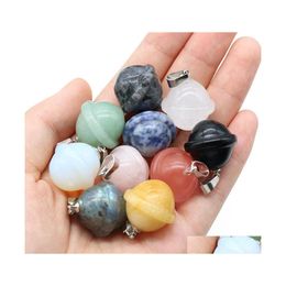 Arts And Crafts Natural Crystal Mini Planet Galactic Charms Rose Quartz Aventurine Labradorite Stone Universe Pendant For Diy Neckla Dhwgh