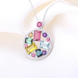 Pendant Necklaces Fashion Personality Luxury Seven-color Crystal Rhinestone Heart-shaped Love Necklace Ladies Wedding Jewelry Engagement