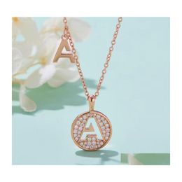 Pendant Necklaces Initial Necklace Women 925 Sier Letter Moissanite Ins 2022 Jewelry Rose Gold Iced Diamond Alphabet Collarespendant Dhphz