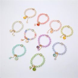 Bangle 20Pcs/Lot Flowers Bracelet Bohemian Colourful Crystal Beaded Handmade Elastic Rope Women Fashion Jewellery Pulceras