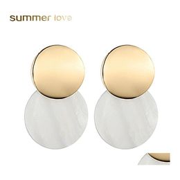 Charm Fashion Round Shell Earring For Women Girls Metal Earrings With Bohemia Jewellery Gifts Drop Delivery Otivl