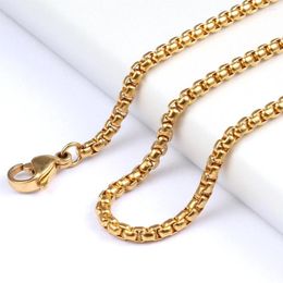 Chains Wholesale 20 Inches Gold Colour 4MM 316L Stainless Steel Square Rolo Chain Pendant Necklace Jewellery For Women/men