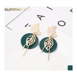 Dangle Chandelier Arrival Colorf Leaf Earrings For Women Simple Round Metal Charm Punk Drop Earring Fashion Jewellery Gift Delivery Otqht