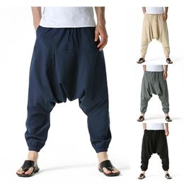 Men's Pants Baggy Cotton Linen Harem Men Hip-hop Women Plus Size Wide Leg Trousers Casual Vintage Long Yoga With Pocket