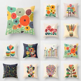 Pillow Case Oil Hand Painting Flower Throw Wild With Bee Spring Cushion Covers For Home Sofa Chair Decorative Pillowcases