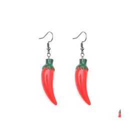 Charm Green Red Pepper For Women Resin Funny Food Vegetable Jewellery Unique Party Drop Earrings Birthday Gift Delivery Otdvd