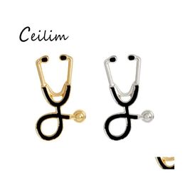 Pins Brooches Fashion 2 Color Stethoscope Brooch Pins Nurse Jewelry Sier Gold Medical Doctor Gift School Graduation Drop Delivery Otv9E