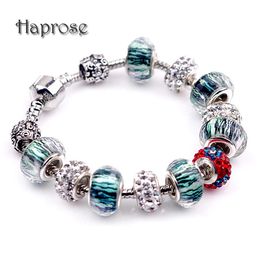 Charm Bracelets Original European Silver Plated Murano Glass Beads Charms & Bangles Fit Bracelet For Women Authentic Jewellery