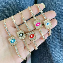 Charm Bracelets 5Pcs/Lot Handmade Jewelry Finding Extension Chain CZ Color Enamel Connector Hamsa Hand