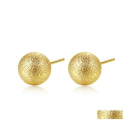 Stud Fashion Frosted Ball Earring Copper Studs Earrings Sier Gold For Women With Diameter 5Mm To 10Mm Drop Delivery Jewelry Otkax