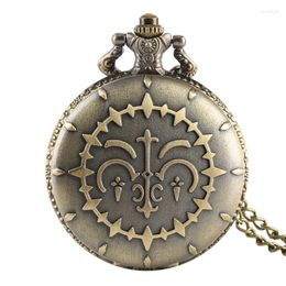 Pocket Watches Quartz Watch Retro For Women Men Bronze Full Alloy Big Dial Pendant Link Chain