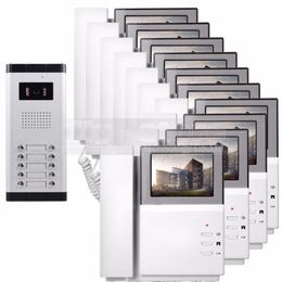 Video Door Phones 4.3" HD Monitor Apartment Phone Intercom Doorbell System 700 TVLine Camera Touch Key For 10 FamiliesVideo