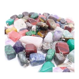 Pendant Necklaces Bk Natural Crystal Stone For Necklace Jewellery Making Mix Hexagonal Prism Point Cross Heart Drip Quartz Agate Charm Otcud