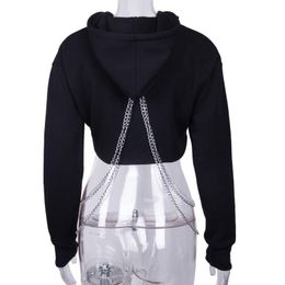 Women's Hoodies & Sweatshirts Hooded Iron Chain Cropped Deng Ziqi Vibrato With The Same Sexy Suit Dance