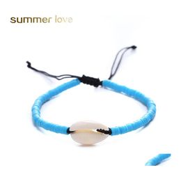 Charm Bracelets Handmade Braided Shell Bracelet For Men Women Mti Color Resin Bead Woven With Summer Holiday Beach Jewelry Adjustabl Otpn8