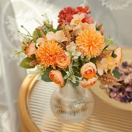 Decorative Flowers Fall Artificial Flower Hydrangea Peony Silk Table Centrepieces Wedding Rose Dandelion Ball Fake Bouquets Party Decor