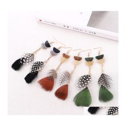 Dangle Chandelier Geometry Acrylic Long Feather Earrings Bohemian Colorf Earring Tassel For Women 6 Colors Drop Delivery Jewelry Ot6Yd