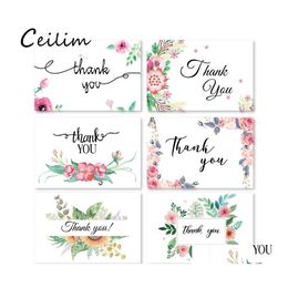 Other 6 Card Add Envelope Per Set Cartoon Mini Greeting Thank You Birthday Christmas Gift Writing Paper Stationery Drop Delivery Jew Otbff