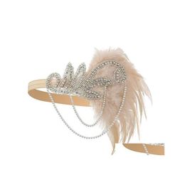 Other Event Party Supplies 1920S Headband Costume Props Charleston Accessories Nude Flapper Headpiece Gatsby Feather Beaded Drop D Dhv8O