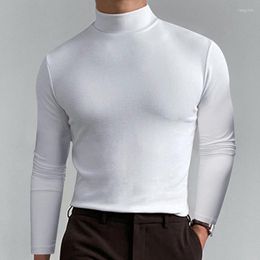 Men's T Shirts Leisure Solid Colour Slim Basic T-shirts Men Fall Casual Long Sleeve Turtleneck Pullover Tops Mens Spring Fashion Tee Shirt