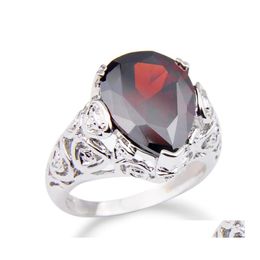 Solitaire Ring Arrival Accessories Rings Statement For Women And Men Gorgeous Red Garnet Gems Charm Topaz 925 Sier R0344 Drop Delive Dhlrs
