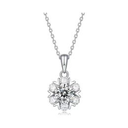 Pendant Necklaces Trendy S925 Sterling Sier 5Ct D Colour Moissanite Snowflake Necklace For Women Jewellery Plated White Gold Pass Diamo Dhgn3