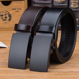 Belts Extended Luxury First Layer Cowhide Men's Belt Black Automatic Buckle Business Casual Wild Large Size 140 150 160