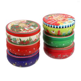 Gift Wrap Christmas Cookie Tinscandy Giving Boxeslids Tin Box Storage Jar Round Metal Containersholiday Tinplate Decorative Lid Treat