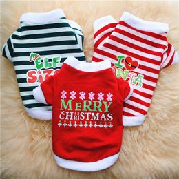 Dog Apparel Plush Christmas Costume Red Green Striped Cute Chihuahua Clothes Winter Small Sweater Pet Clothing Sphinx Cat