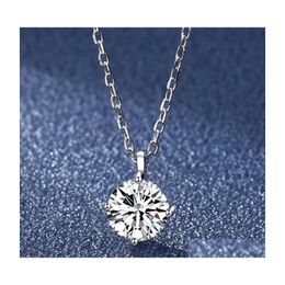 Pendant Necklaces Trendy 925 Sterling Sier 12Ct D Colour Vvs Moissanite Necklace For Women Jewellery Plated White Gold Diamond Test Pas Dhazq