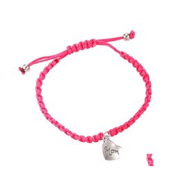 Charm Bracelets I Love You Mom Thread Woven Lucky Jewelry For Mothers Day Gift Family Bless Rope Bracelet Fashion Drop Delivery Ot0Lf