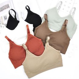 Camisoles & Tanks Fashion Lady No Steel Ring Screw Thread Backless With Chest Pad Bra Lingerie Sexy Women Corset Tank Top Wholesale
