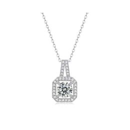 Wly6 Pendant Necklaces Trendy 925 Sterling Sier 1ct d Color Vvs1 Certified Moissanite Necklace for Women Plated White Gold Diamond Test Dhv