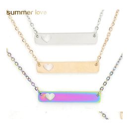 Pendant Necklaces Stainless Steel Bar Necklace Fashion Love Heart For Women Mother Daughter Blank Charm Buyer Own Drop Delivery Jewe Ot6Y3