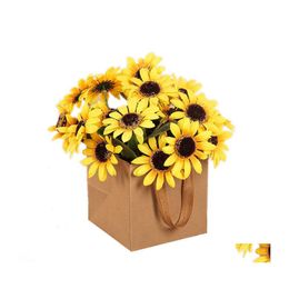 Packing Bags Brown Kraft Flowers Paper Square Bag With Handle In Stock Drop Delivery Office School Business Industrial Dhrvi