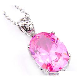 Pendant Necklaces 10 Pcs Wholesale For Woman Pink Zircon Jewelry Pendants Classic Oval 925 Sier Bridal Drop Delivery Dhecw