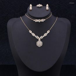 Necklace Earrings Set Bride Talk Elegant Bridal Jewellery For Wedding Engagement Cubic Zirconia Trendy Fashion Ring Women Accessories