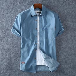 Men's Casual Shirts Denim Short Sleeve Men's Blue Jean Summer High Quality Men Cotton Light Plus Size L-8XL Camisa Masculina Streetwear