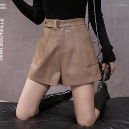 Women's Shorts High Quality 2023 PU Leather Harem Women Short Pants Black Winter For Girls Sexy Boot Fashion Waist Female Spring