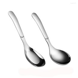 Dinnerware Sets 6.2 Inches Soup Spoons Heavy Duty 316 Stainless Steel Bouillon Long Handle Round Set Of 2