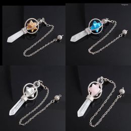 Pendant Necklaces Merkaba Dowsing Quartz Natural Stone Pendulum Wicca Reiki Radiestesia Chakra Chain Jewellery TBN385